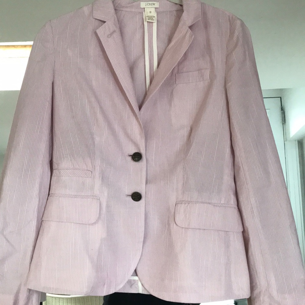 Jcrew pink and white striped cotton blazer